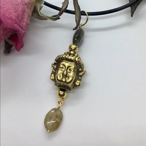 Green agate natural stone/Buddha necklace